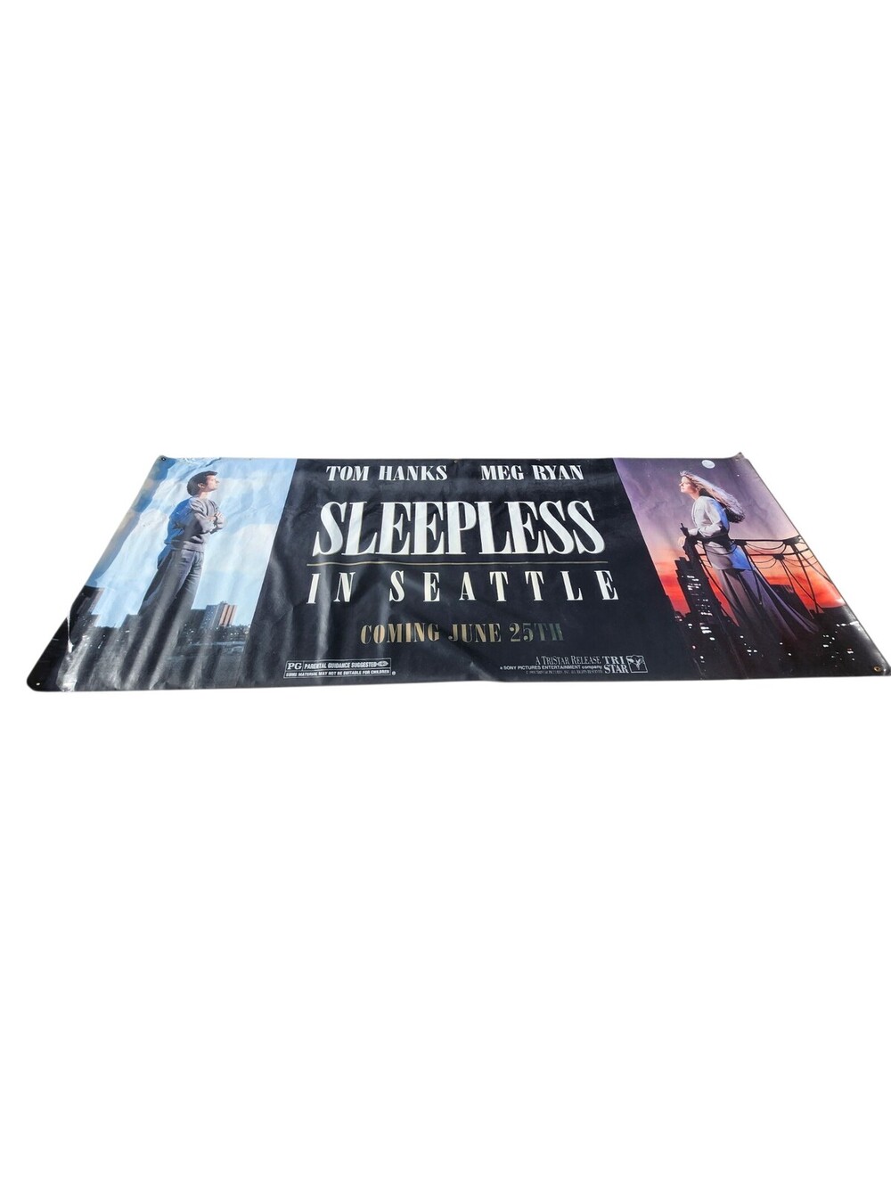 Vintage Sleepless in Seattle Movie Banner Poster Tom Hanks Meg Ryan Theater...